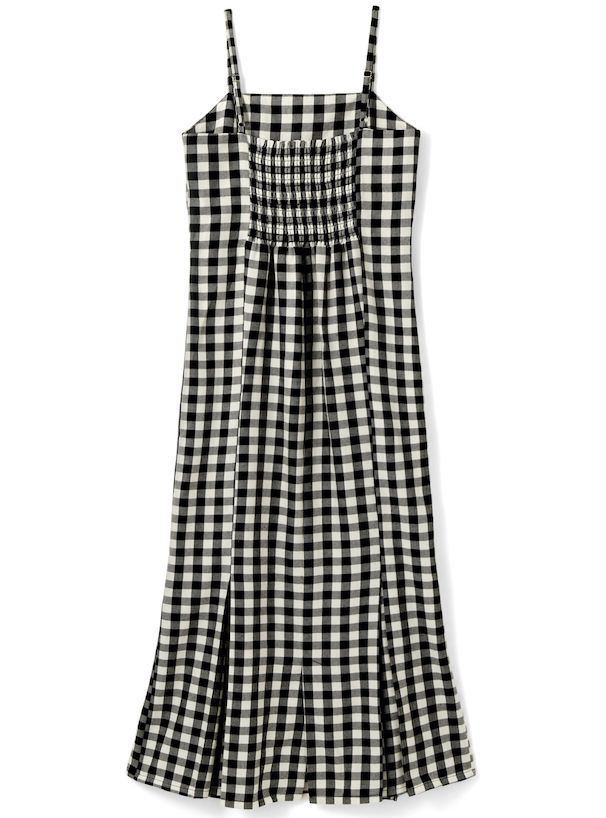 日本 GRL - 甜美收腰格紋吊帶裙-時尚黑