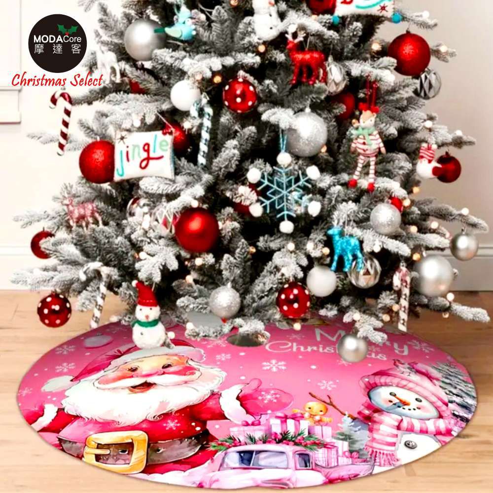 粉紅聖誕老公公10號聖誕樹裙90cm_聖誕樹裝飾底墊