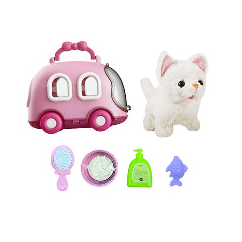 可愛電動寵物-貓咪 附寵物行李箱粉色