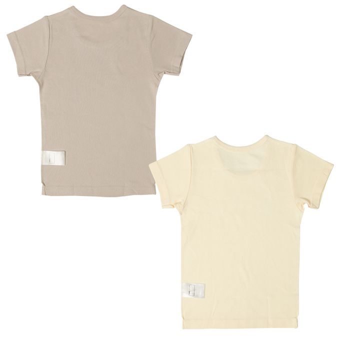 akachan honpo - 短袖圓領速乾上衣-2件組 素面-咖啡色