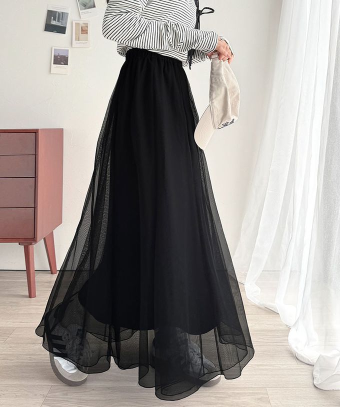 日本 Classical Elf - 浪漫蓬鬆層次感超長紗裙-黑