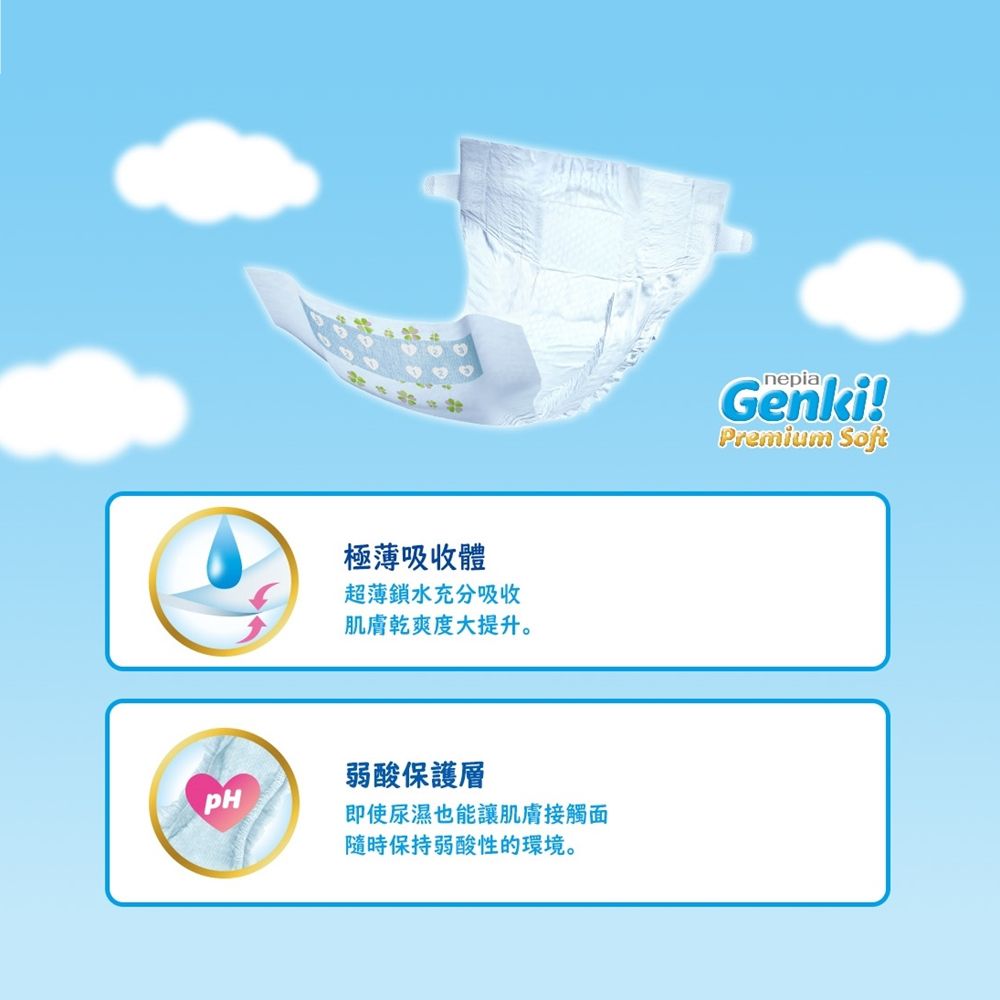 Genki超柔軟紙尿褲-黏貼型 (NB號[~5kg])-44片x8包/箱