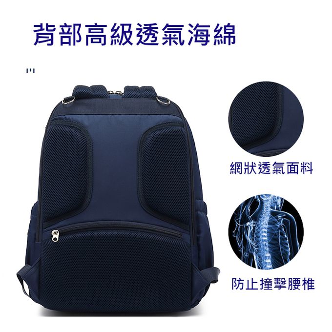 Heine 海恩 - WIN-221 素面尼龍包 流行後背包 媽媽包 待產包 育兒包 防盜防潑水包包(月子禮物)-藏藍色