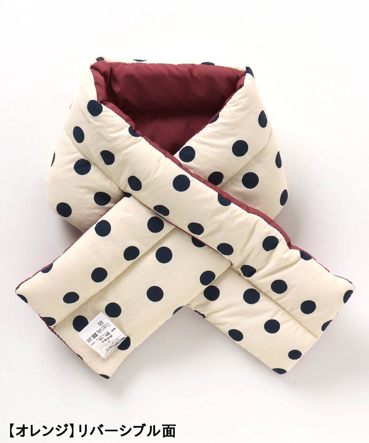 日本 BREEZE - 潑水加工雙面印花保暖圍脖-象牙白&格紋