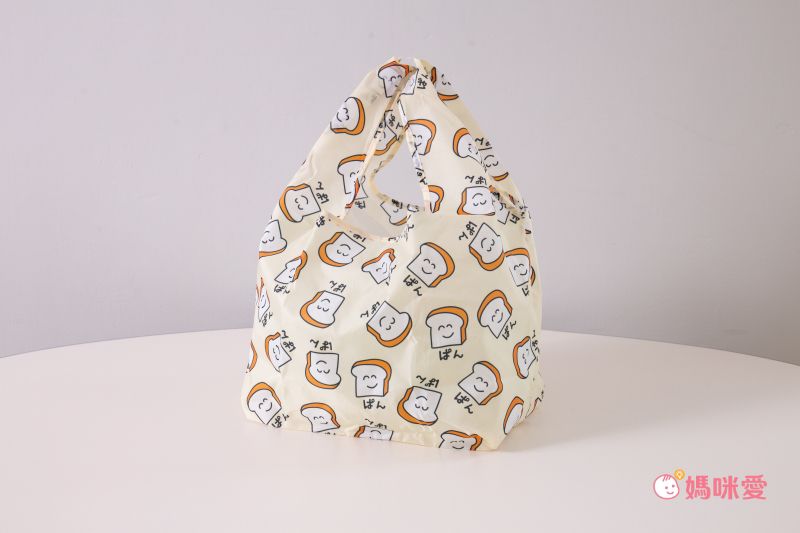 日本 OKUTANI - 童趣插畫便當寬底折疊購物袋-醜萌動物-卡其 (25.5x43x20cm)