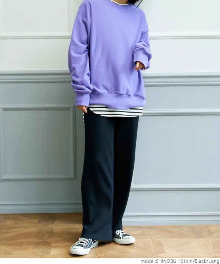 日本 COCA - 針織彈性垂墜美腳寬褲-深藍