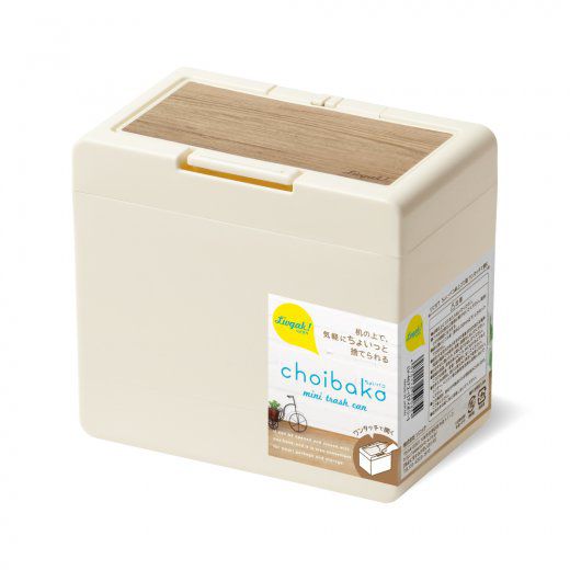 日本文具 SONIC - 桌面彈蓋小垃圾桶-奶油杏