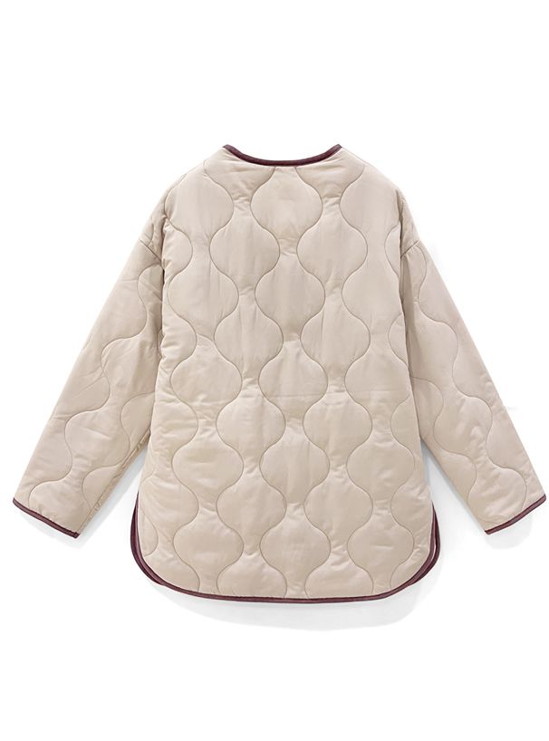 日本 GRL - 波浪衍縫鋪棉外套-米