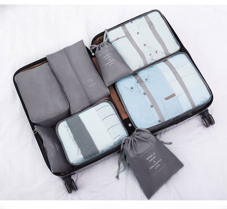 大容量行李分類整理袋-7入組-深藍色