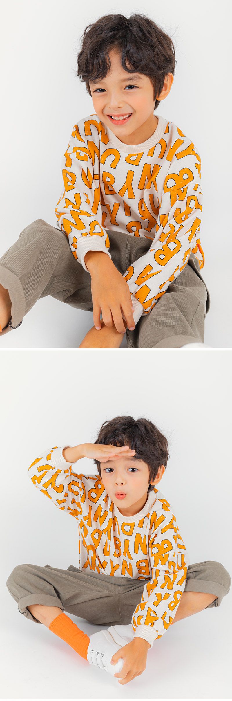 韓國 OZKIZ - 滿版字母印長袖大學T