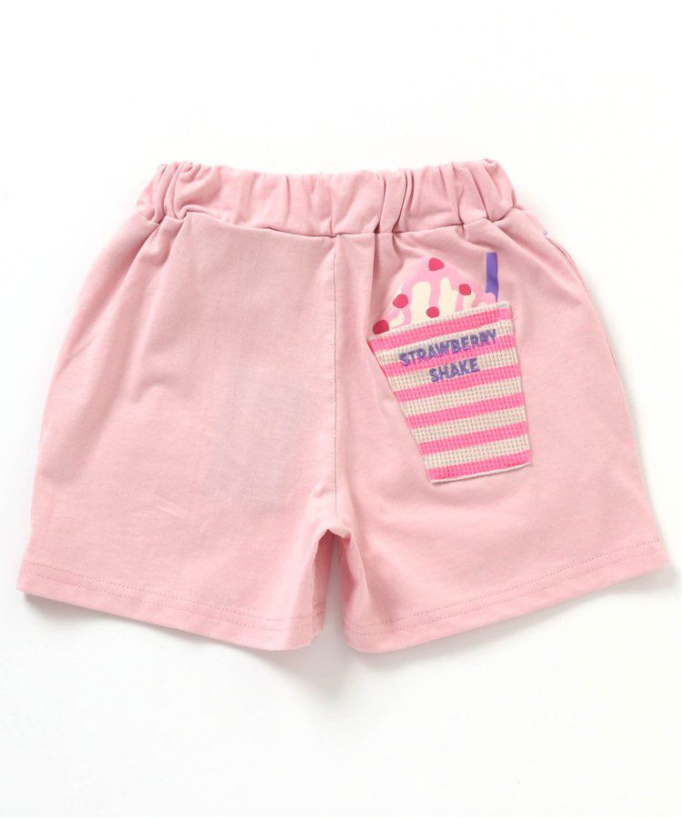 日本 BREEZE - 奶昔造型口袋膝上短褲-草莓-粉紅