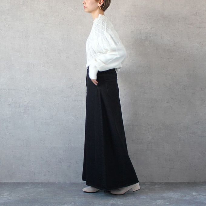 日本女裝代購 - 經典厚磅A字牛仔長裙(高個媽咪推薦)-海軍藍