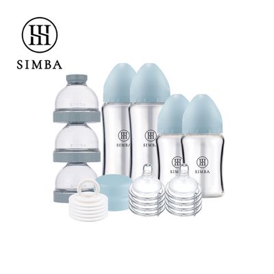 Simba 小獅王辛巴 - 蘊蜜質金玻璃寬口奶瓶人氣口碑組-晨藍