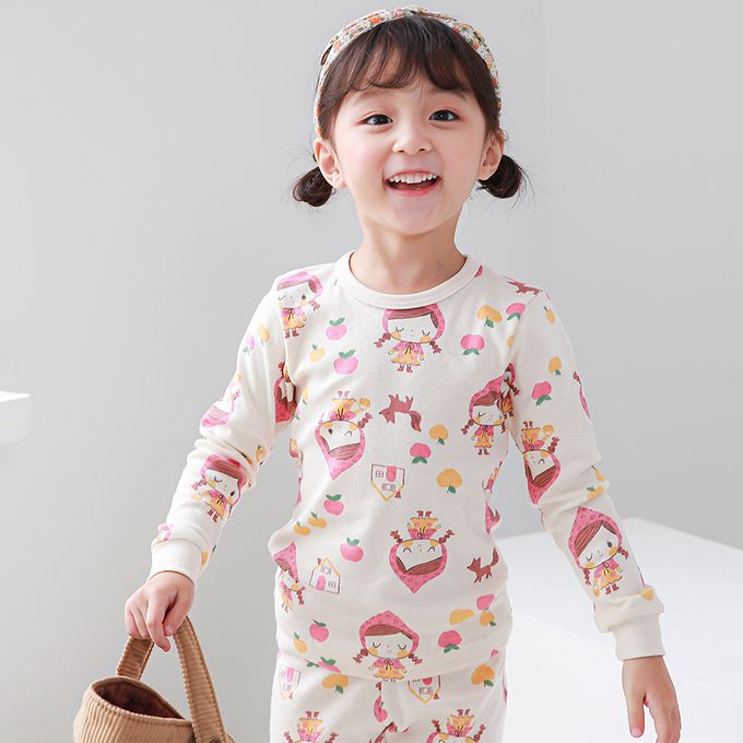 正韓 Cogibu - 極舒適無螢光劑 100% 有機棉幼兒/兒童睡衣/家居服套裝組-小紅帽