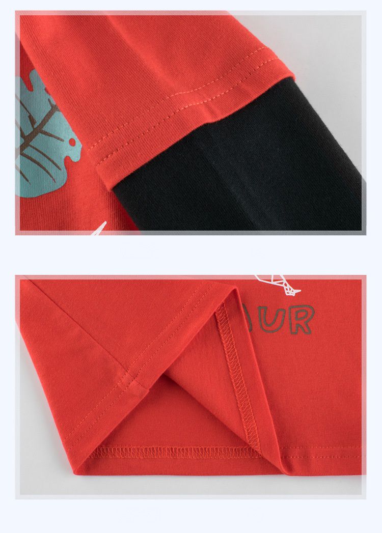 純棉長袖上衣-折紙圖形恐龍-藍色