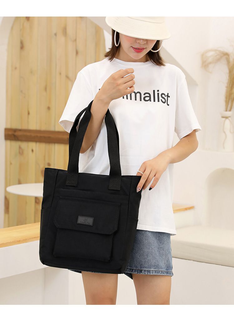 防潑水百搭單肩手提包-深藍色 (32x12x27cm)