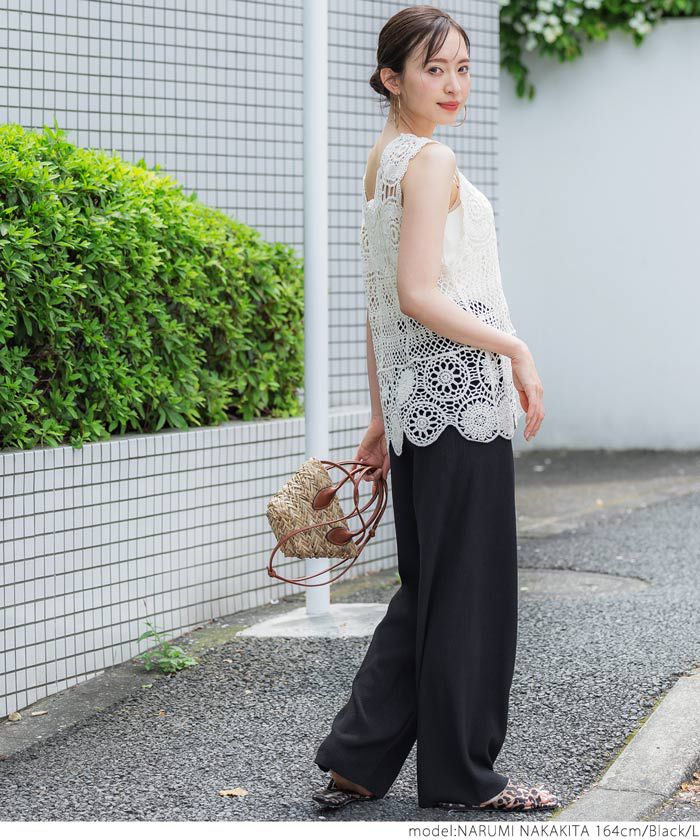 日本 COCA - [可剪裁]  百搭垂墜感彈性修身寬褲-卡其