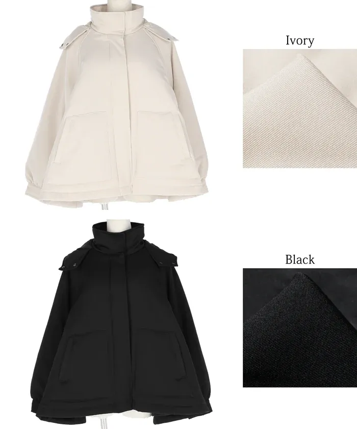 日本 COCA - 斗篷設計鋪棉連帽外套-米杏