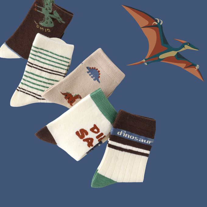 原始恐龍中筒棉襪