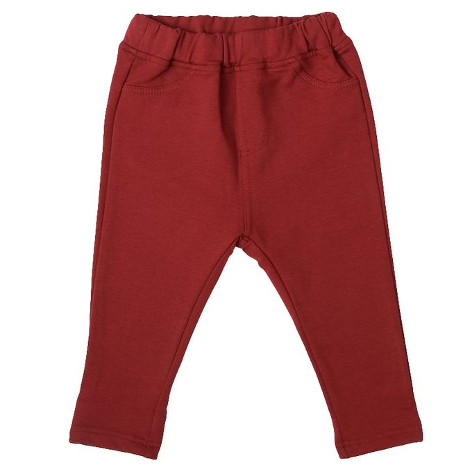 akachan honpo - 10分長經典褲 裏起毛-一般合身款-紅色