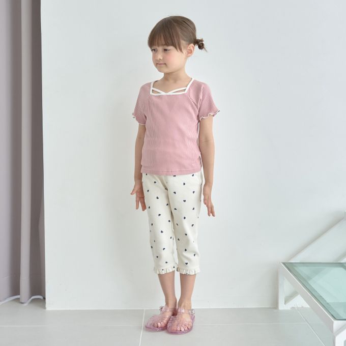 日本 Lycee mine - 小甜心線條領口短袖上衣-條紋-黑白