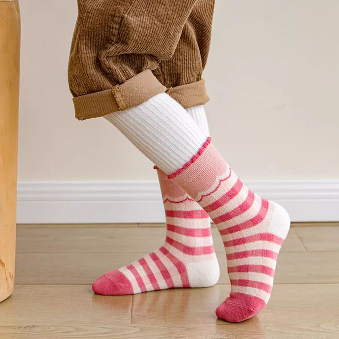 腳ㄚ子 - 幼/兒童棉質中筒襪 童襪 襪子 棉襪 兒童襪-奶油小兔