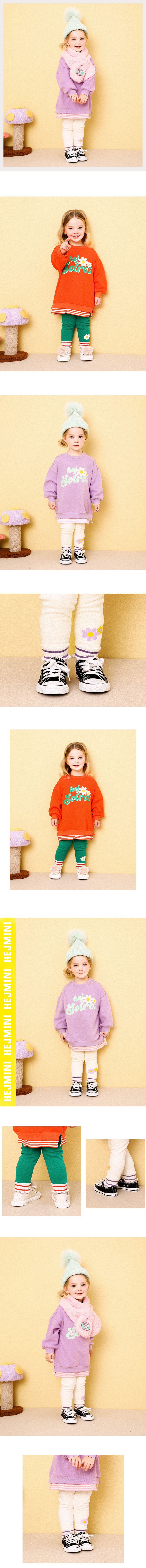 韓國 HEJMINI - (內刷毛)兩朵花針織褲管內搭褲-象牙白