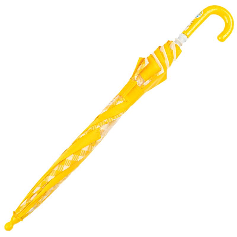 akachan honpo - 雨傘 圓弧狀傘珠-素面×格紋-黃色