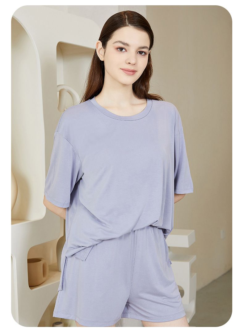 ALWAYS - 棉柔圓領短袖上衣(附胸墊)-藍色