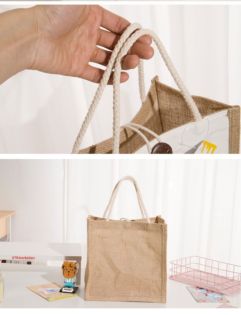 卡通大容量棉麻手提袋/便當袋-卡通人物史迪奇 (24x24x15cm)