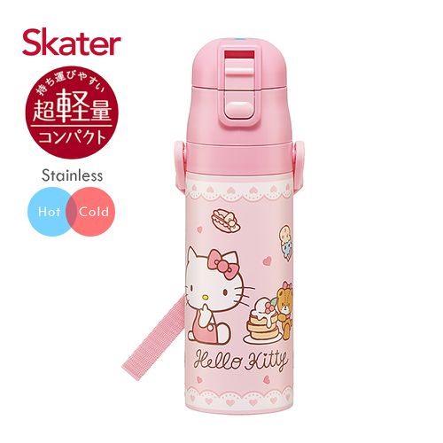 日本 SKATER - (兒童)不鏽鋼直飲保溫水壺470ml-KITTY