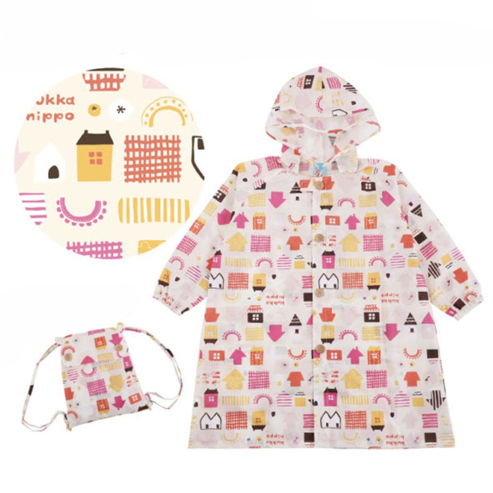 日本 kukka hippo - 小童雨衣(附收納袋)-粉橘小屋