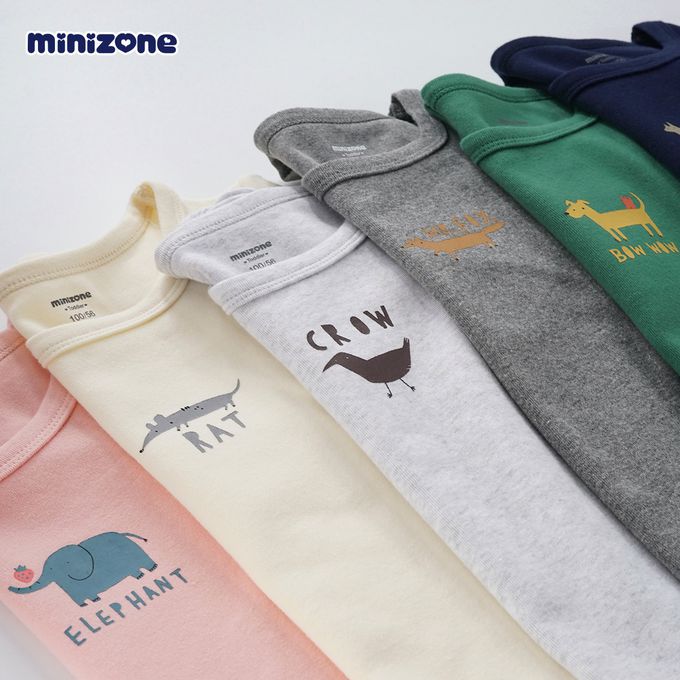 Minizone - 可愛動物長袖T恤-深灰色