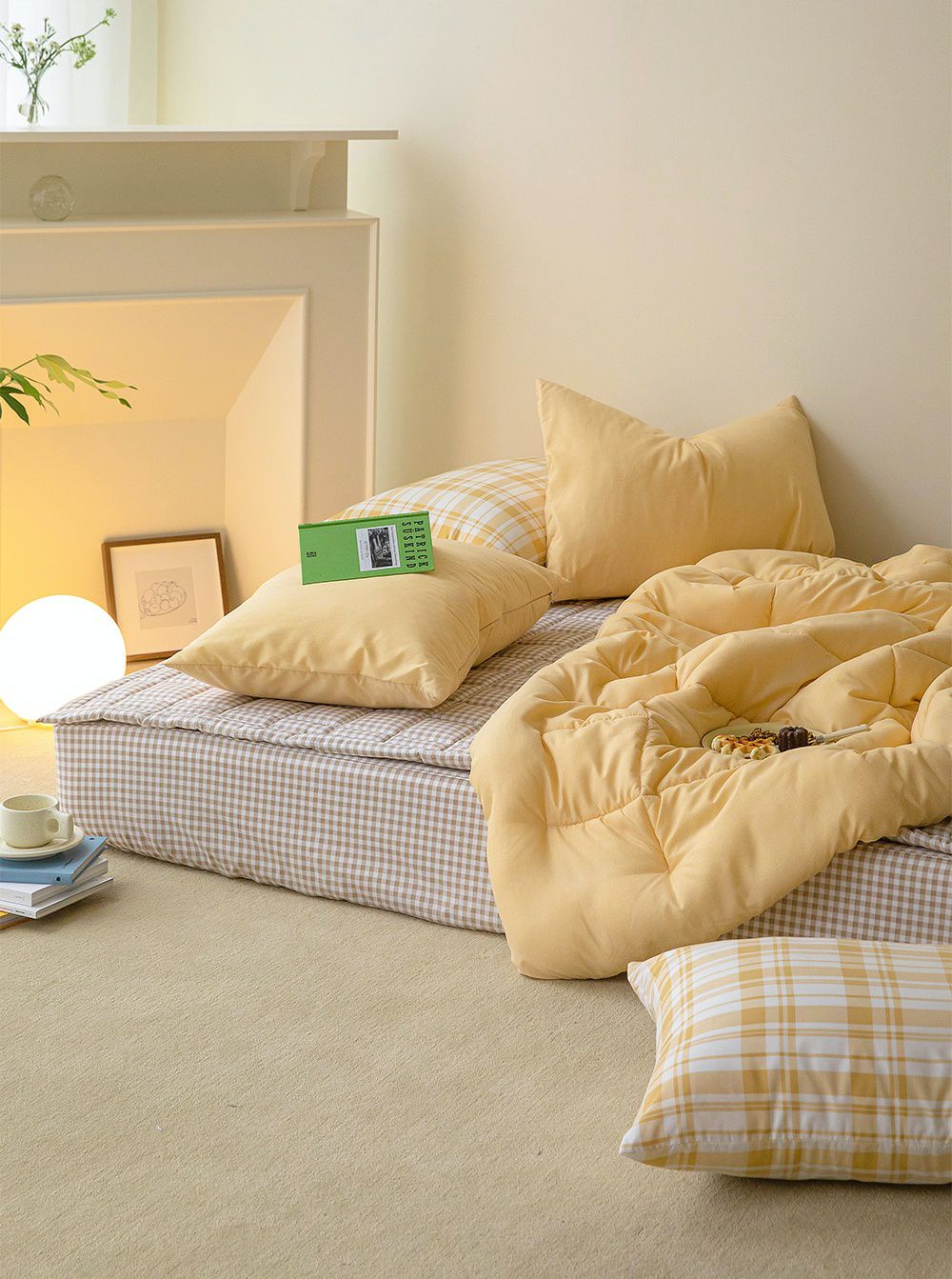 韓國 Maatila - 可水洗超細纖維桃皮感四季被-芒果黃