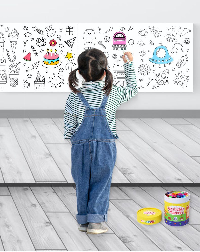 可黏式塗鴉畫紙-美食派對 (300x30cm)