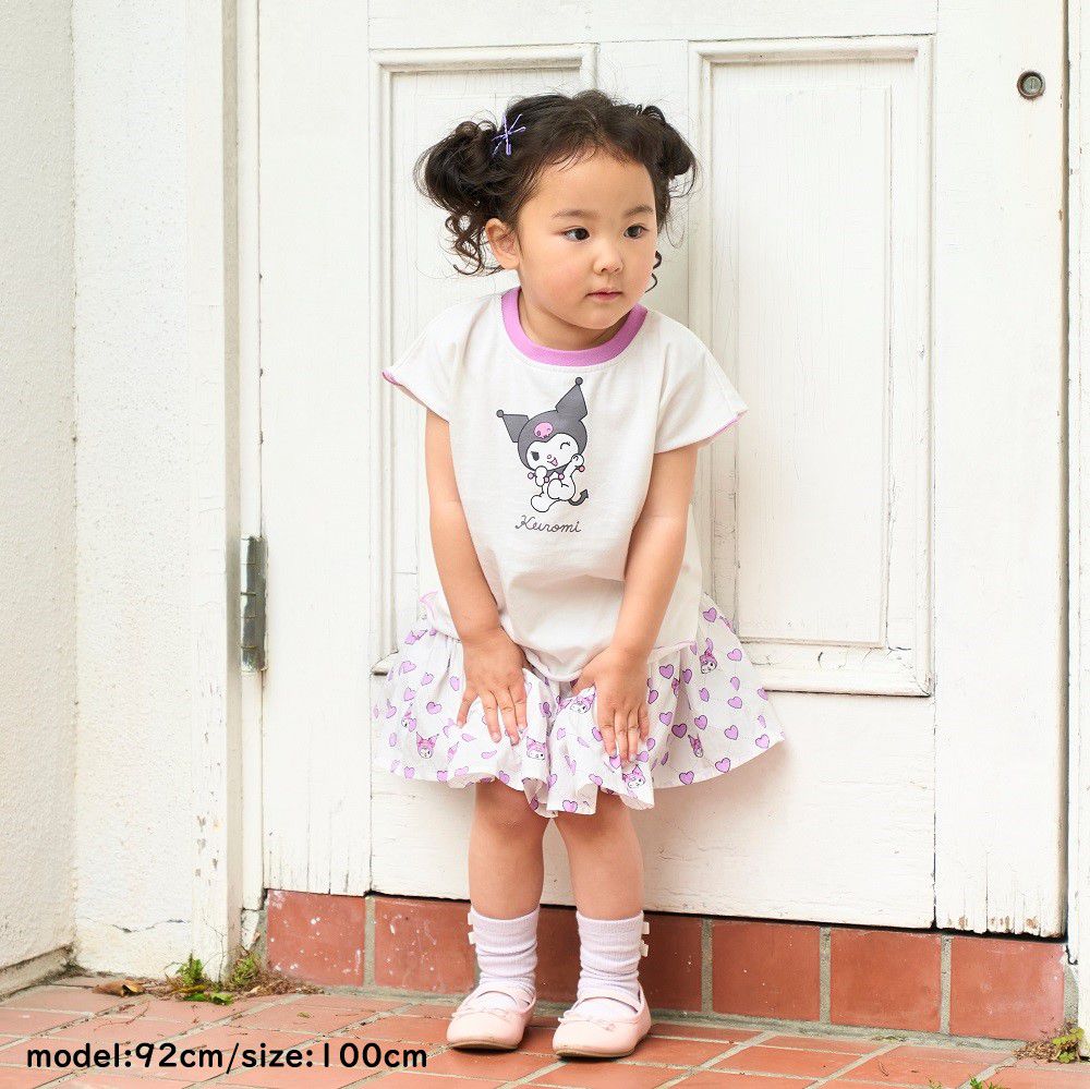 日本 ma lalumiere store - 三麗鷗聯名 彩色捲邊短袖上衣-酷洛米-紫