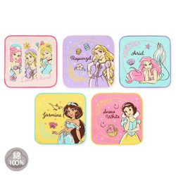 日本西松屋 - 純棉上學擦手巾/手帕(5入組)-卡通人物迪士尼公主 (16×16cm)