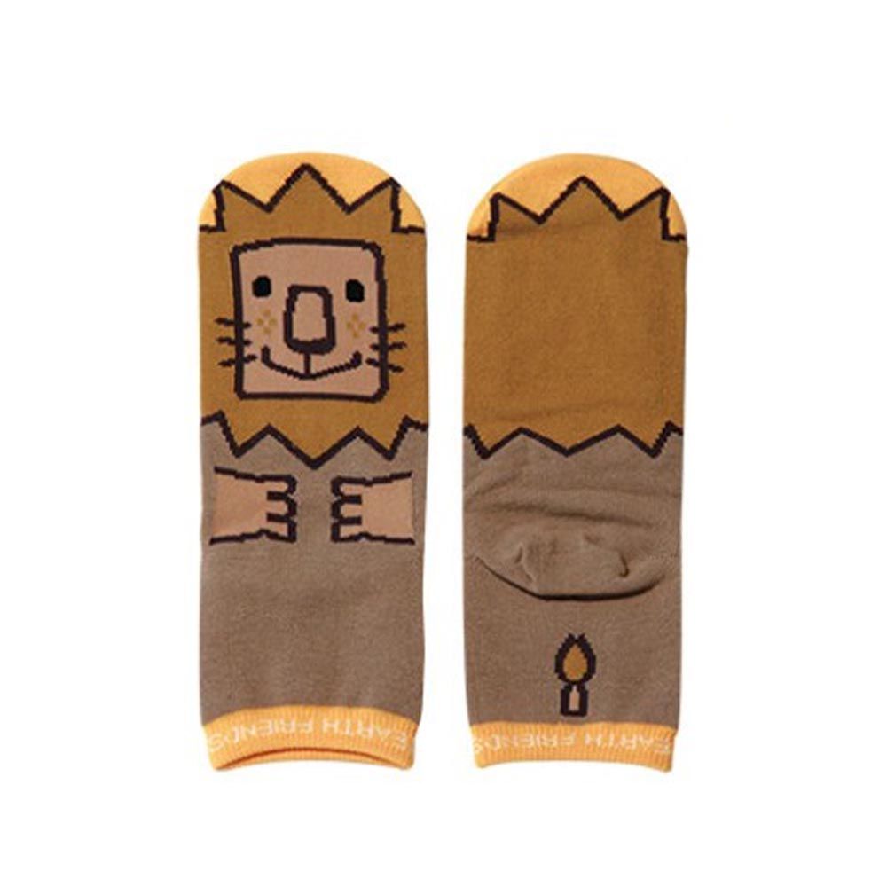 日本 aehwa - 地球的朋友 印花小童襪-獅子-橘棕 (16~22cm)