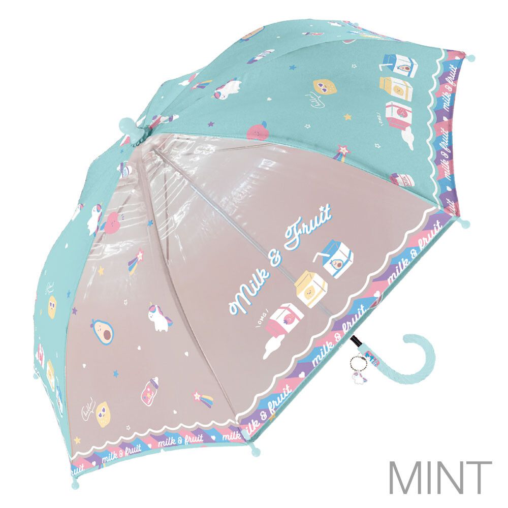 日本中谷 - 透明窗設計兒童雨傘/直傘-牛奶盒-粉紫 (45cm(身高105-115cm))