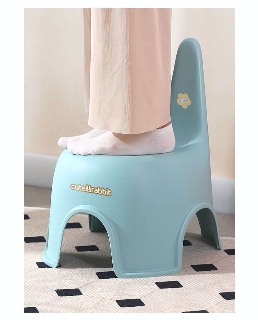 加厚塑膠防滑兒童矮凳-兔子耳朵-橘色