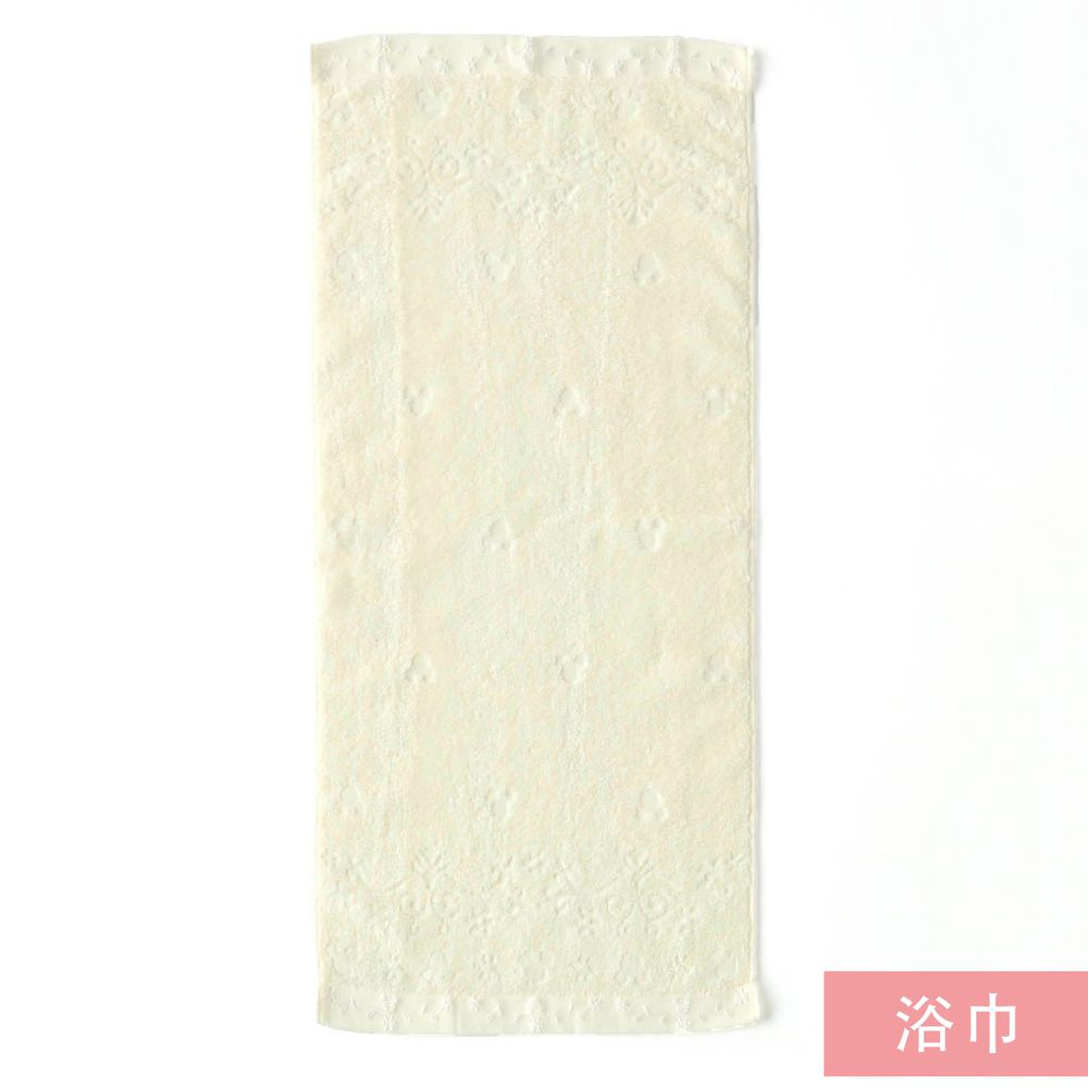 日本千趣會 - 日本製 迪士尼純棉今治浴巾-葉子刺繡-米色 (60x120cm)