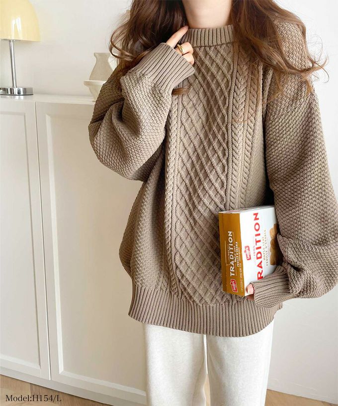 日本 Classical Elf - 前後2WAY麻花紋針織外套/上衣-深可可