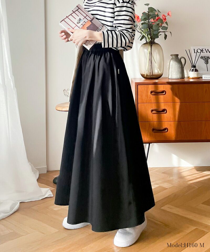 日本 Classical Elf - 百搭垂墜感修身長裙-黑