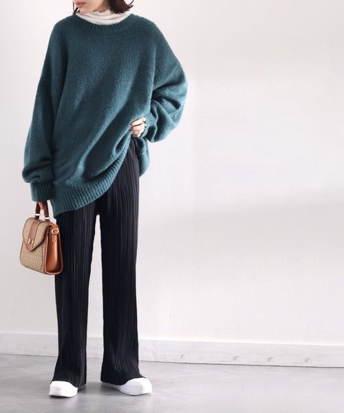 日本 Classical Elf - 光澤感細褶垂墜感長褲-焦糖棕