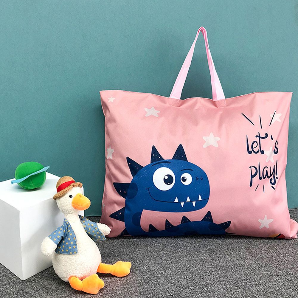 兒童睡袋收納袋-深藍恐龍-粉色