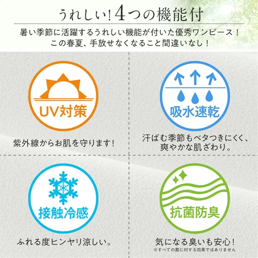 日本 BELLUNA - 防曬涼感 舒適小V領休閒短袖洋裝-氣質米