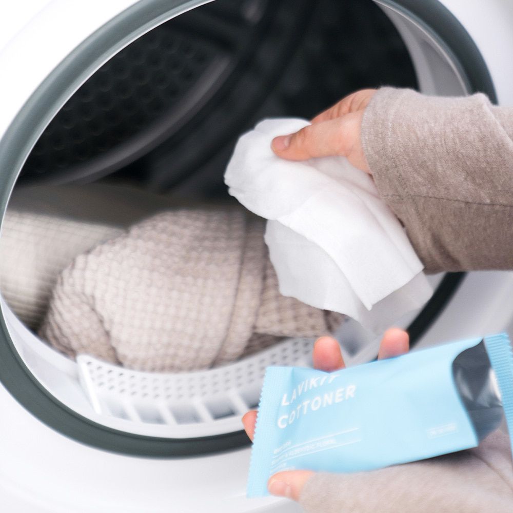 韓國 La vikit - (烘衣專用)防靜電衣物管理芳香紙巾-清新皂香-1盒(40片)