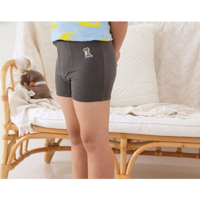 貝柔 Peilou - 天絲棉舒膚平衡童男平口褲-貼布繡-鱷魚-灰