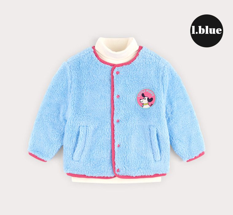 韓國 HEJMINI - 狗狗單排釦絨毛外套-橘