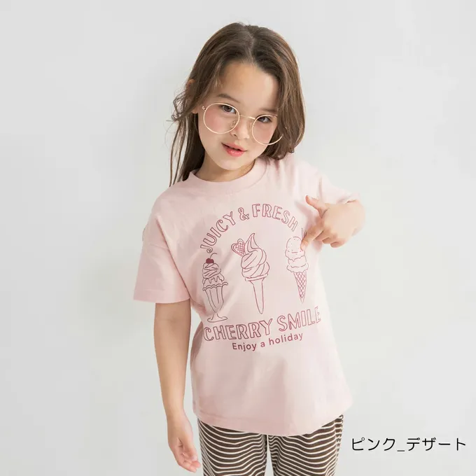 日本 BRANSHES - 天竺棉甜美印花短袖上衣-胸前logo-白